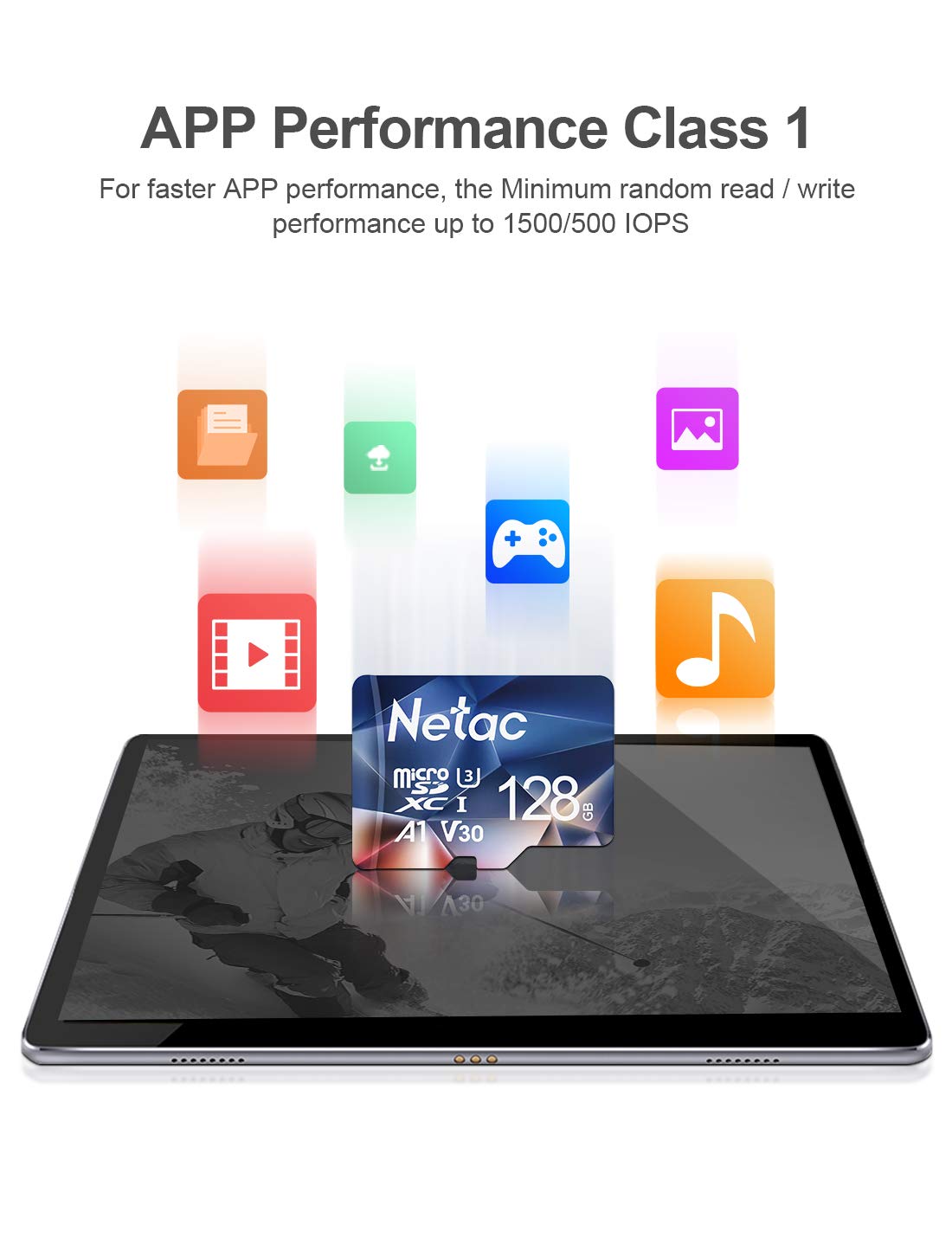 Netac 64GB MicroSDXC Memory Card, Micro SD Card R/W up to 100/30MB/s, TF Card 4K Full HD Video Recording, UHS-I, C10, U3, A1, V30, for Camera, Smartphone, Security System, Drone, Dash Cam