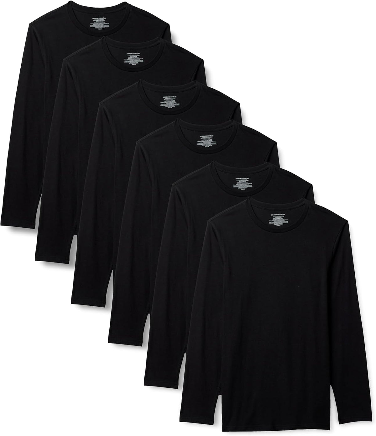 Amazon Essentials Men's Vests - Slim-Fit Cotton Crew Neck, Short and Long Sleeve T Shirt, Pack of 6, Undershirt and Vests for Men