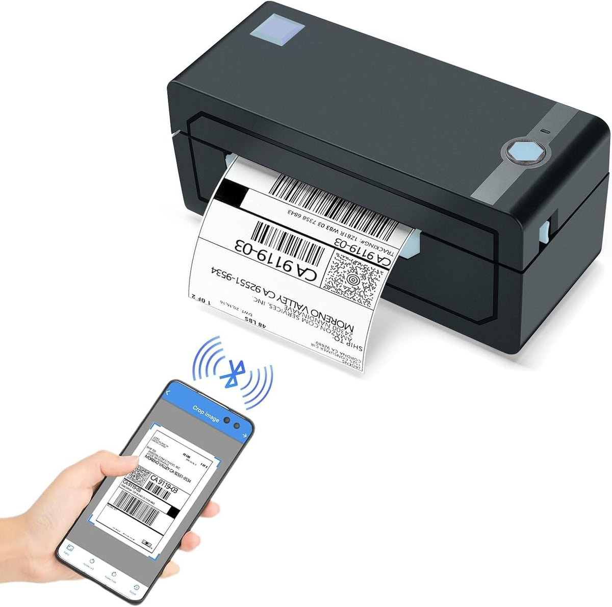 JADENS Bluetooth Thermal Label Printer, 4x6 Shipping Label Printer, 50 Labels Included, Compatible with Hermes, Royal Mail, DHL, DPD, Evri, Amazon, Shopify