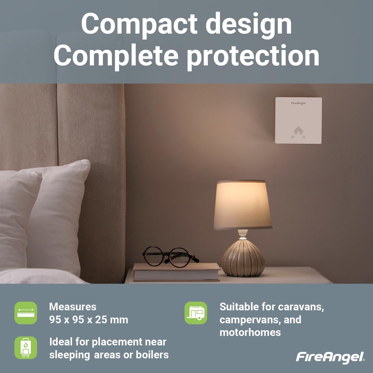 FireAngel FA3820 Portable Carbon Monoxide Detector/Alarm, 10 Year Battery