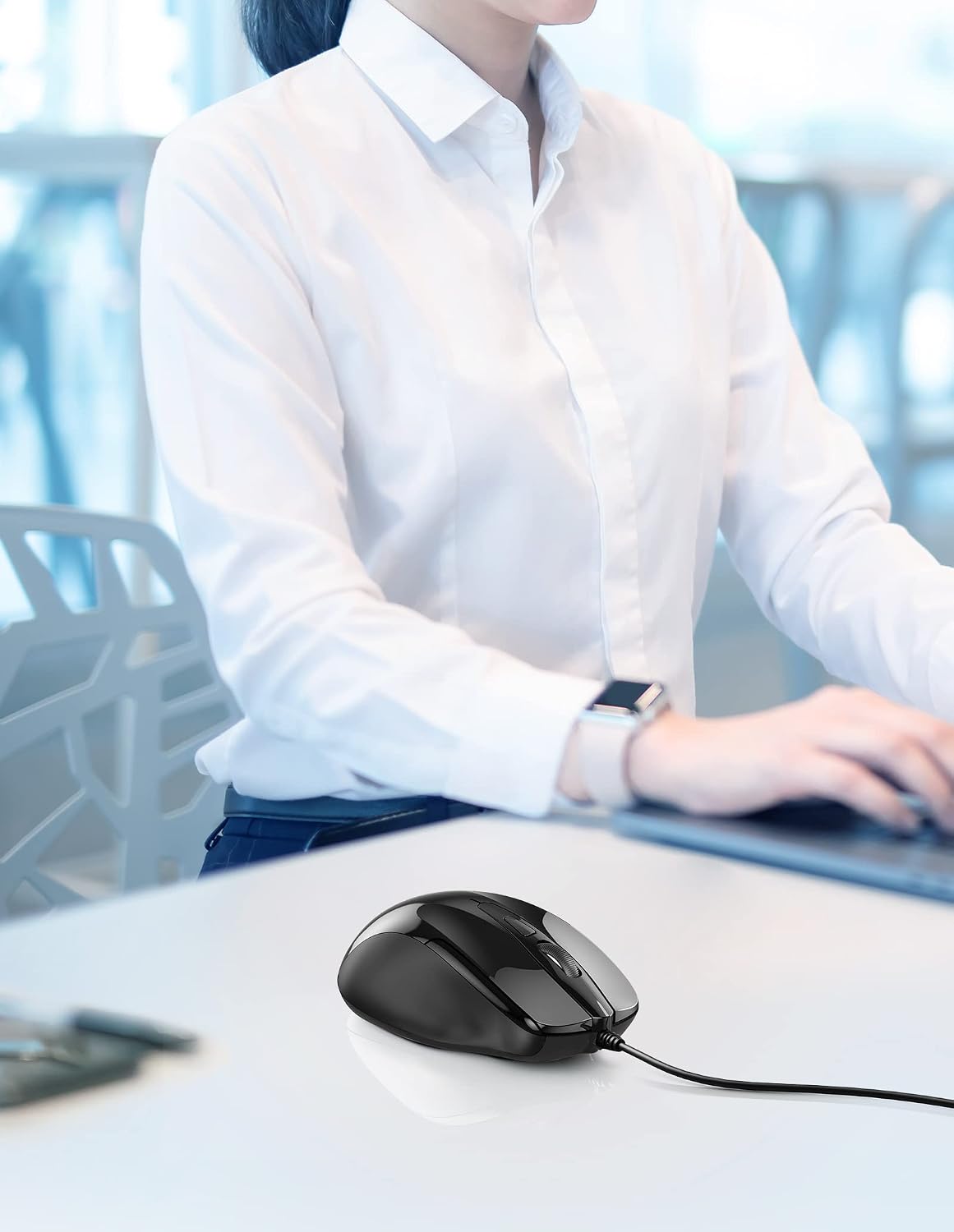 TECKNET USB Wired Mouse, 6400 DPI Mice 4 Adjustable DPI with 6-Button Corded, Optical Computer Mouse with Ergonomic Design for Laptop, Chromebook, PC, Desktop, Mac, Notebook