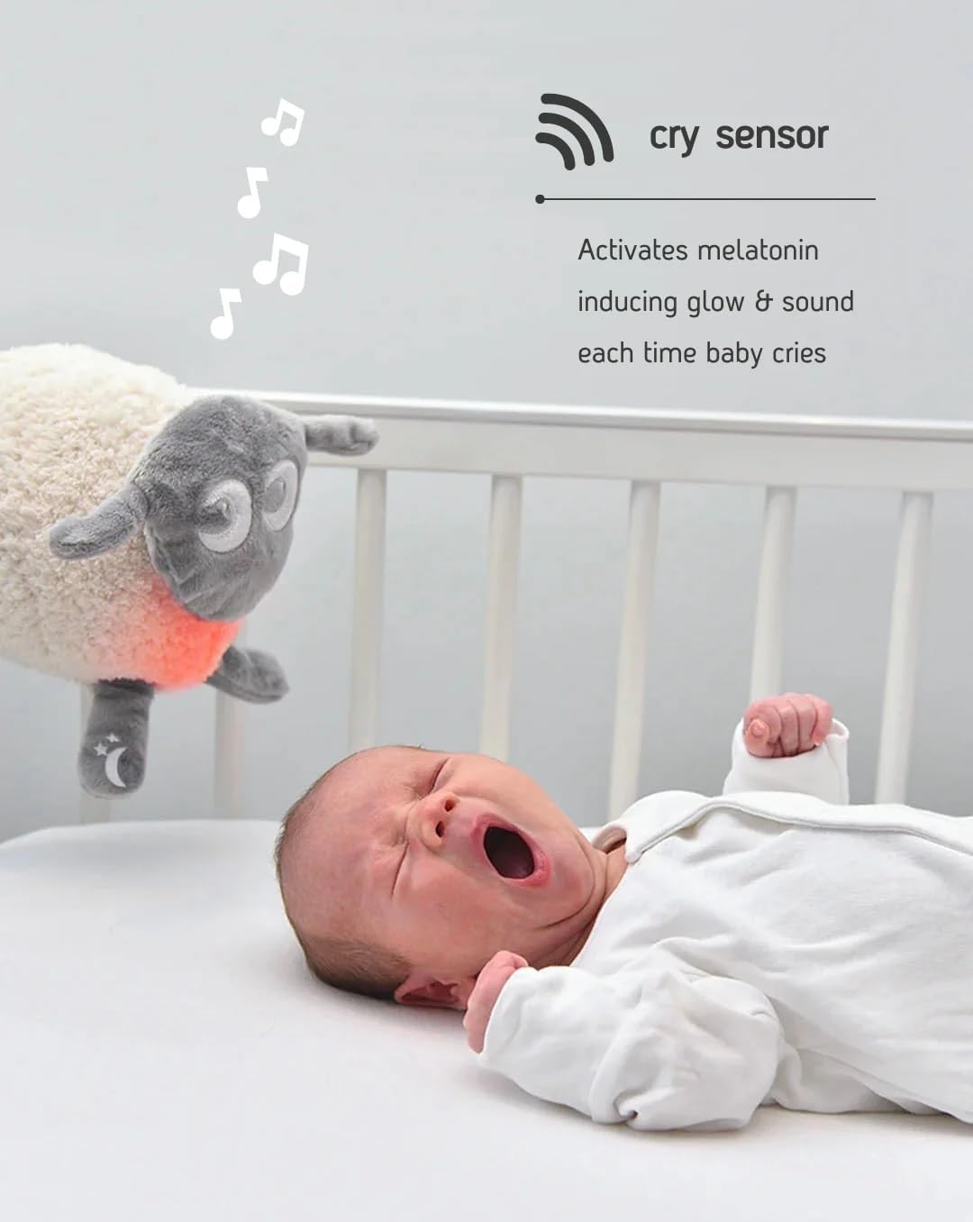Sweet Dreamers, Rechargeable Ewan Deluxe, Grey | Baby & Infant Sleep Aid Gift | Cry Sensor & Nightlight | 10 Soothing White & Pink Noise Sounds | Continuous or Timer Playback | Machine Washable