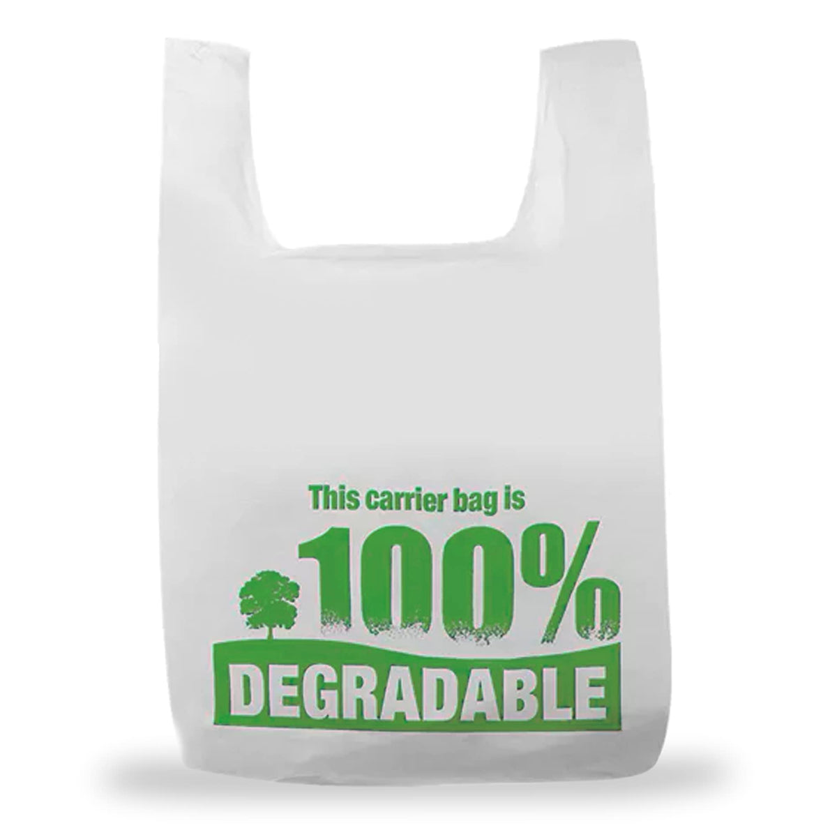 Sabco - White Vest Carrier Bags 100% Degradable - Jumbo 13 x 19 x 23" - Eco Friendly Plastic Bags - Sabco (500)