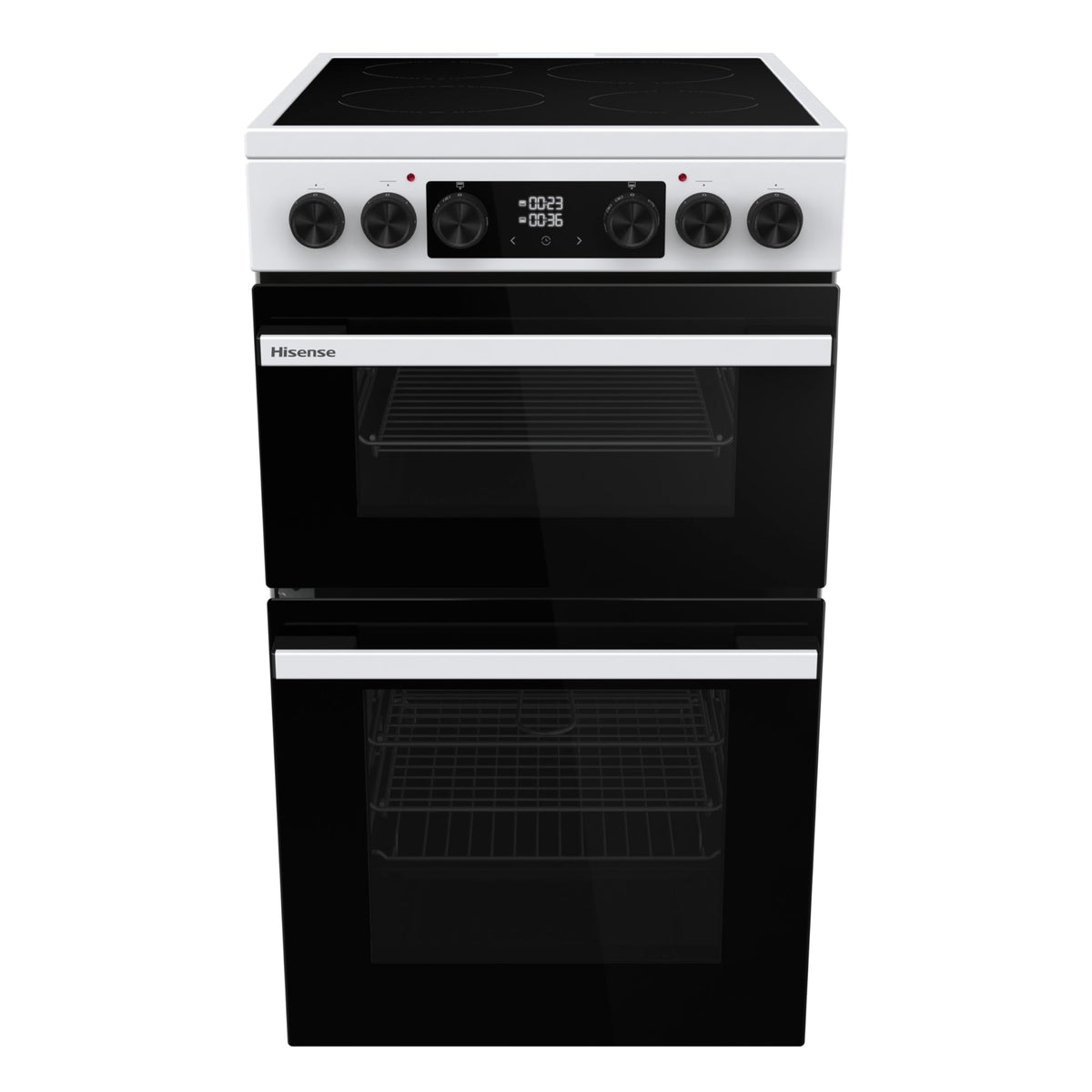 Hisense HDUKC60W 60cm Electric Cooker with Ceramic Hob-White, A Rated Double Oven 50L/80L [Energy Class A]