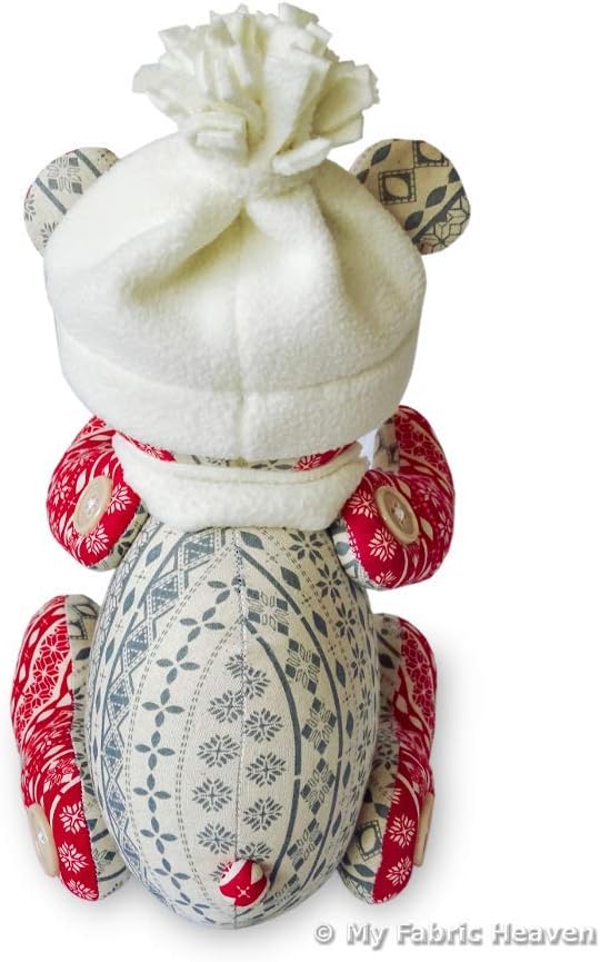 My Fabric Heaven Memory Bear 13 inch Sewing Pattern, Jingle Bear Christmas Keepsake Teddy Stuffed Soft Toy & Photo-Tutorial Booklet. Free Post