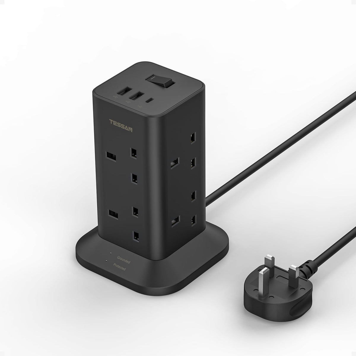 TESSAN Tower Extension Lead with USB C Slots