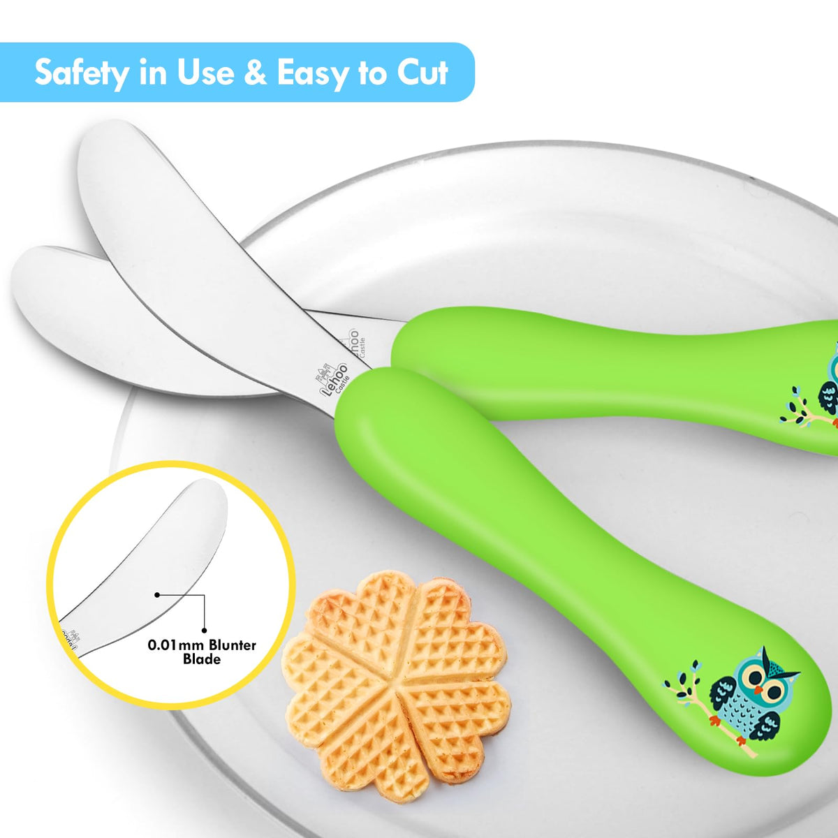 Lehoo Castle Stainless Steel Toddler Cutlery Set, 6-Piece Dinosaur Design