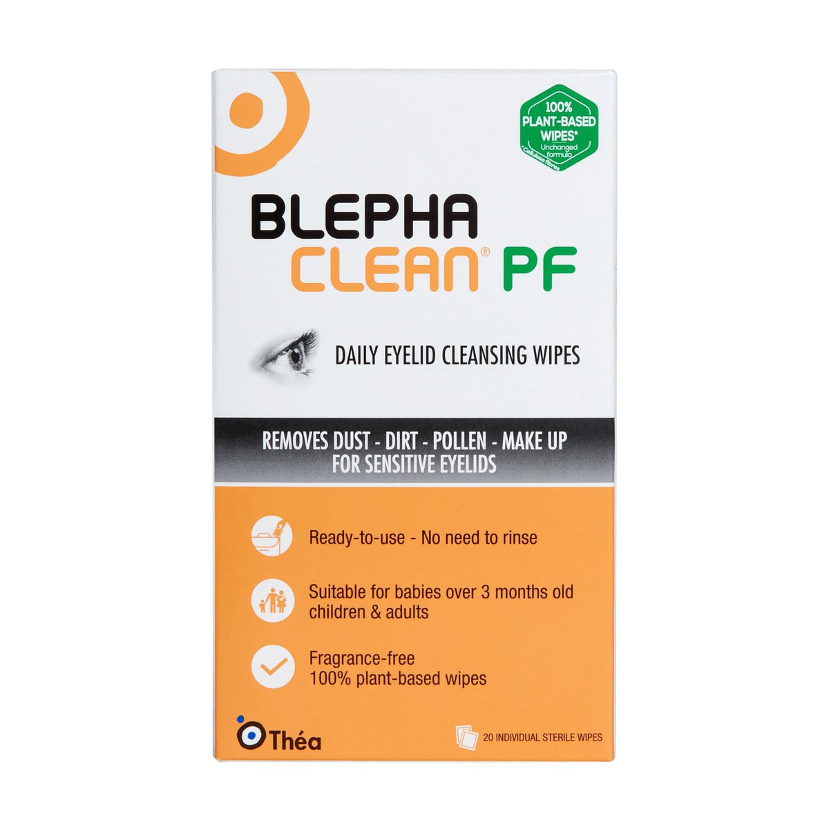 Blephaclean PF Cleansing Eyelid Wipes, for Sensitive Eyelids, 20 Wipes