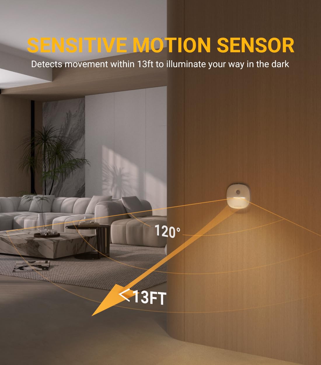 Lyridz Motion Sensor Night Lights (3 Pack), USB Rechargeable Night Light, Motion Sensor Lights Indoor ON/Off/AUTO Modes with Removable Magnetic Stick on Cupboard, Stair, Hallway, Bedroom (Warm White)