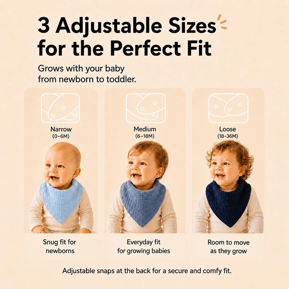 NISXABEBE Muslin Baby Bibs 6 Pack Dribble Bandana Bibs Cotton Drool Bibs for Teething Soft and Absorbent with Adjustable Snaps