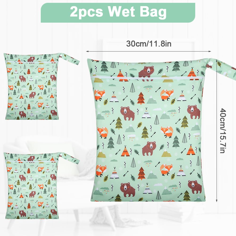 2PCS Wet Bags for Baby Items, Wet Swimsuits, Beach, Camping(Black)