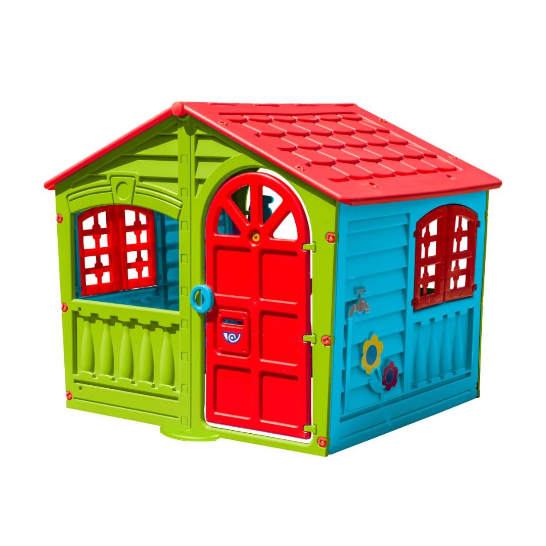 House of Fun Playhouse for Kids - Indoor and Outdoor - Work Door and Windows - Pink and White Candy Yarn - Children Ages 2+