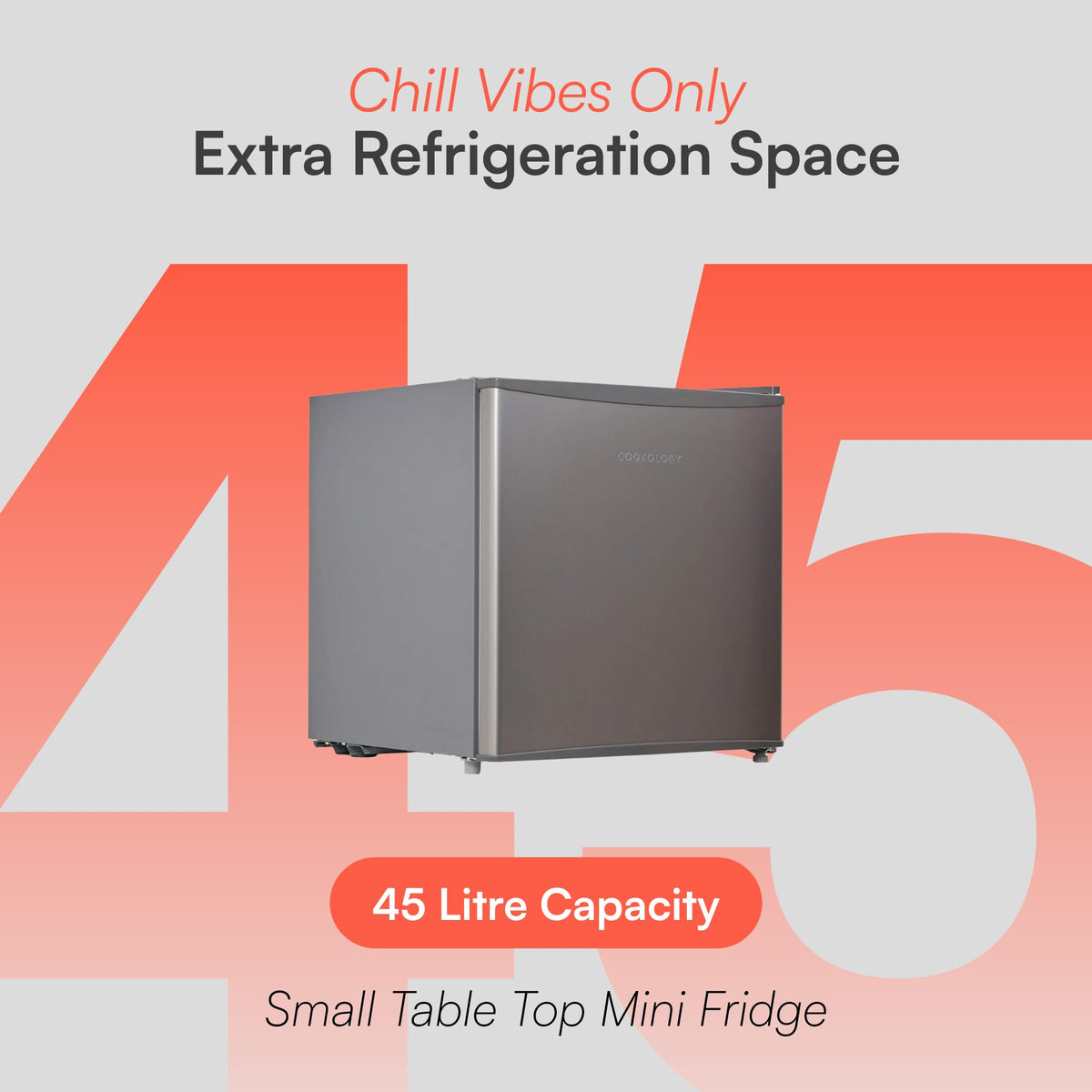 Cookology 45L Small Tabletop Mini Fridge with Chiller Box - Black