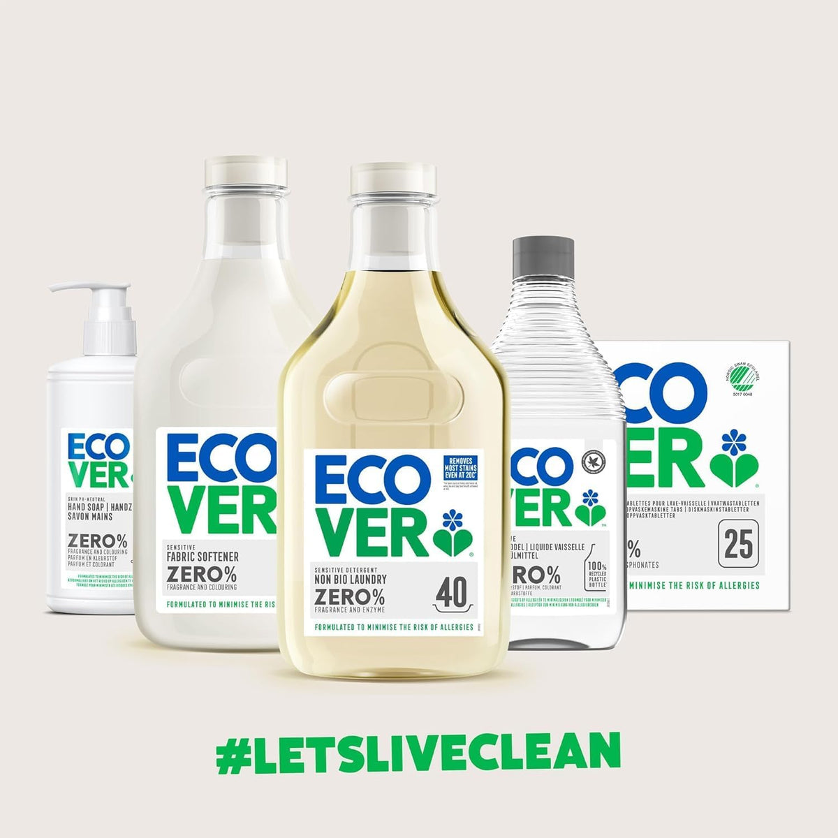 Ecover Zero Non-Bio Laundry Liquid, Sensitive Skin, 40 Washes, 1.43L