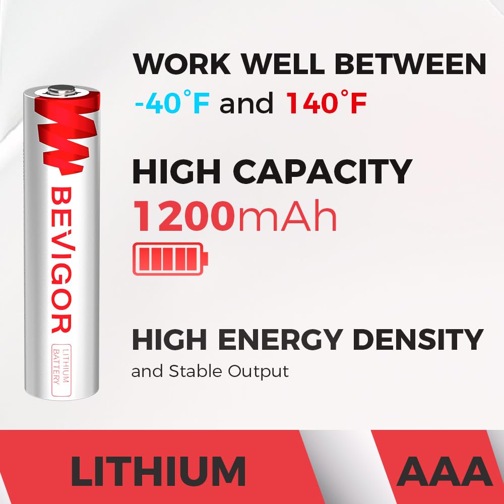 BEVIGOR Lithium AA Battery Pack of 4