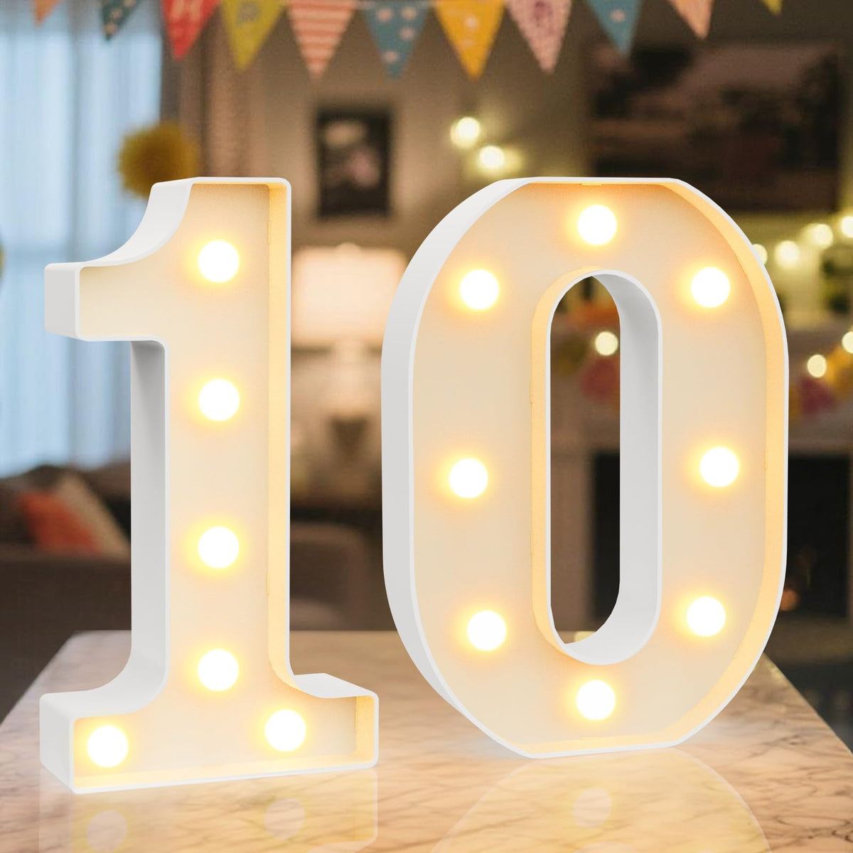 Ledido Pink Glitter Light Up Number 80 for 80th Birthday Decorations