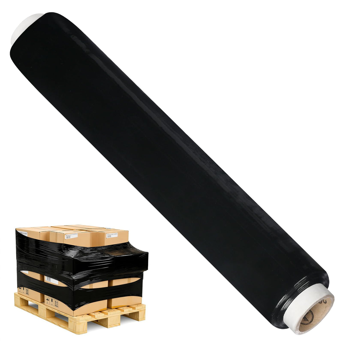 Rainberg Strong Heavy-Duty Stretch Film for Pallet Wrapping, Packaging and Moving for Furniture, Luggage, and Parcels, Water & Moisture Proof Pallet Stretch Shrink Wrap rolls 400mm x 250m (Black, 6)