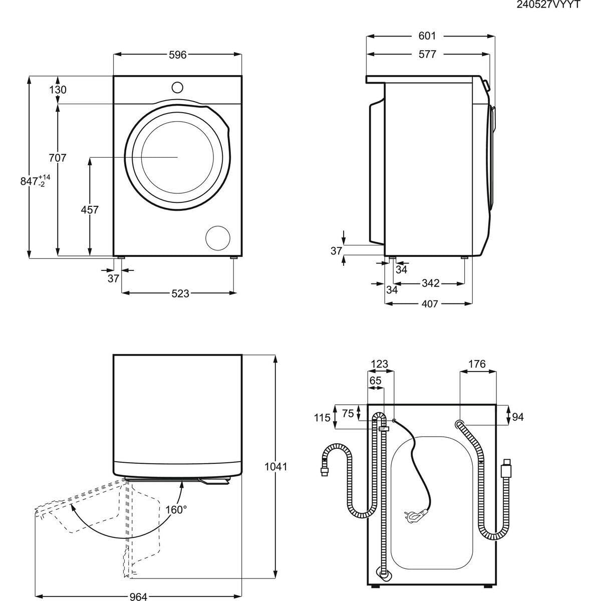 AEG 6000 Series Washing Machine 8kg LFR61844B, ProSense, TimeSave, Extra-Quick, Freestanding Washing Machine, 8kg Load, 1400rpm Spin, Inverter Motor+, Energy Rating A, White