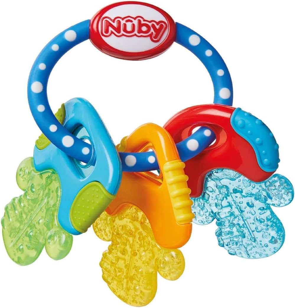 Nuby IcyBite Keys Soothing PureIce Gel Filled Teether for Sore Gums, 3M+
