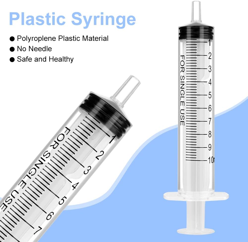 OFFCUP Plastic Syringes, 8pcs No Needle Syringe, 10ml Liquid Measuring Syringe with Luer Slip Tip for Refilling and Measuring Liquids, Scientific Labs Experiment, Feeding Pets (No Needle)