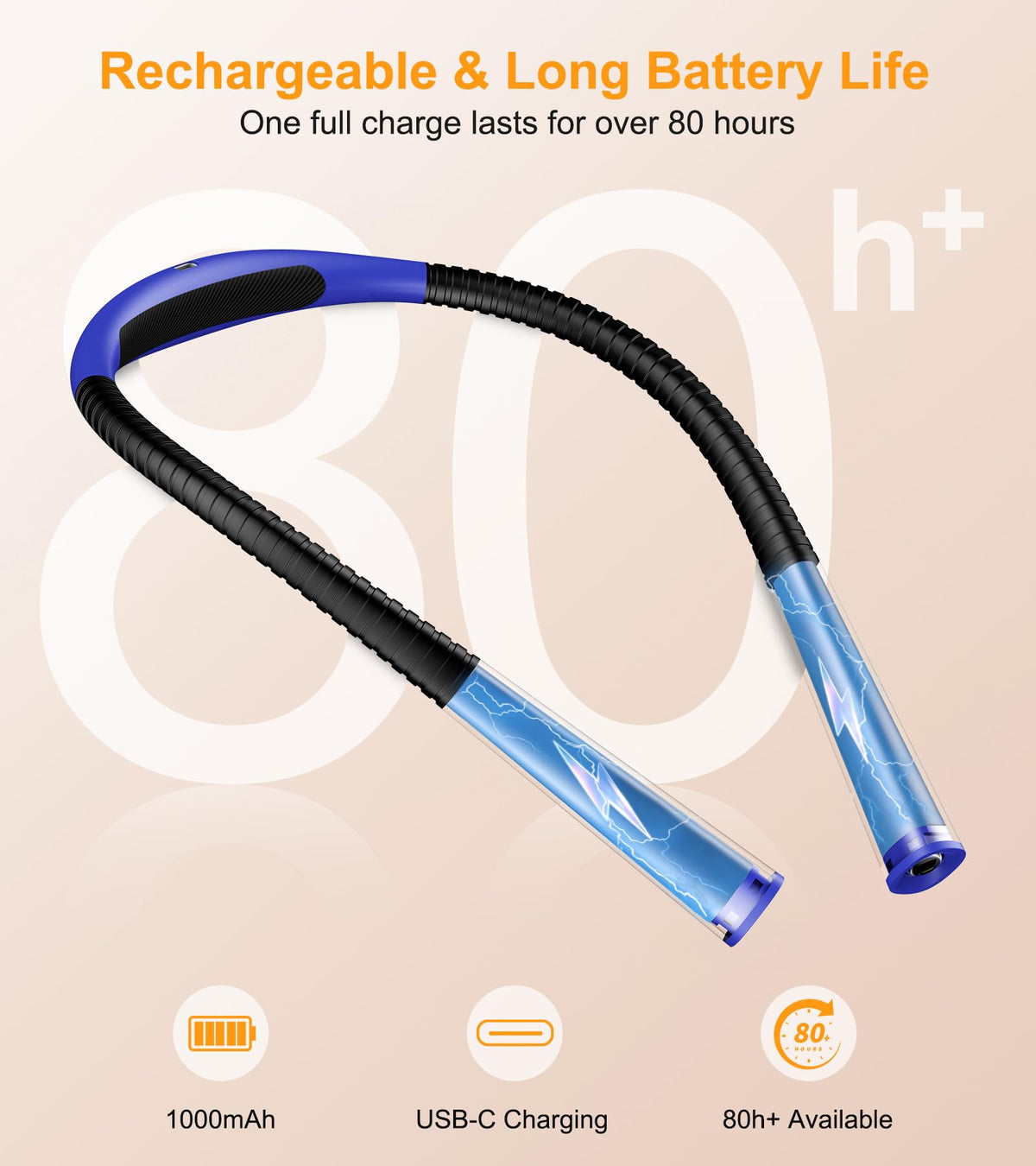 Gritin Book Light, Eye Caring 4-Color&5-Brightness Neck Light Reading Lamp