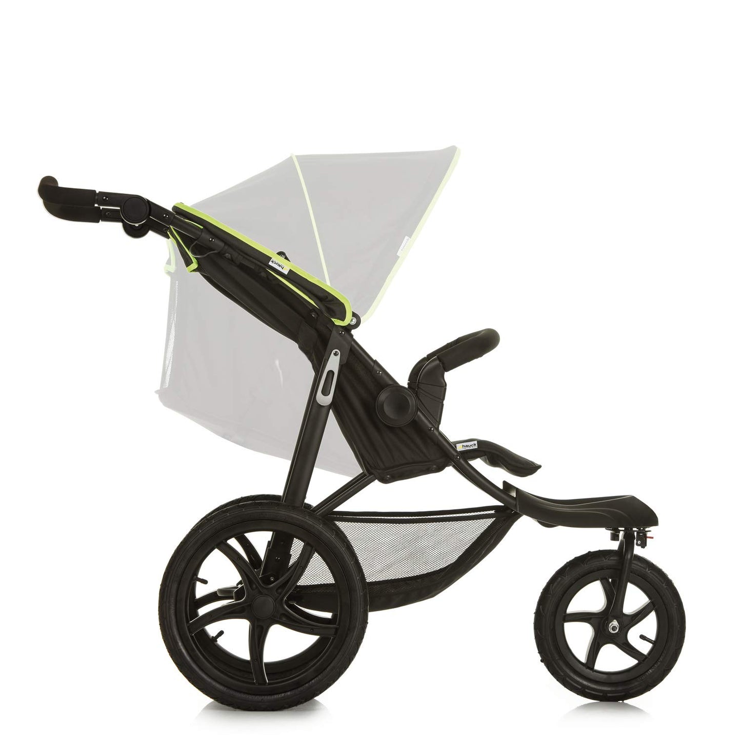 hauck Runner 3, Olive Heavy Duty All-Terrain Stroller with Handbrake, XL Sunshade, Cup Holder, Rain Cover, XL Air Wheels, Reclining Backrest from Birth to 22kg, Handle