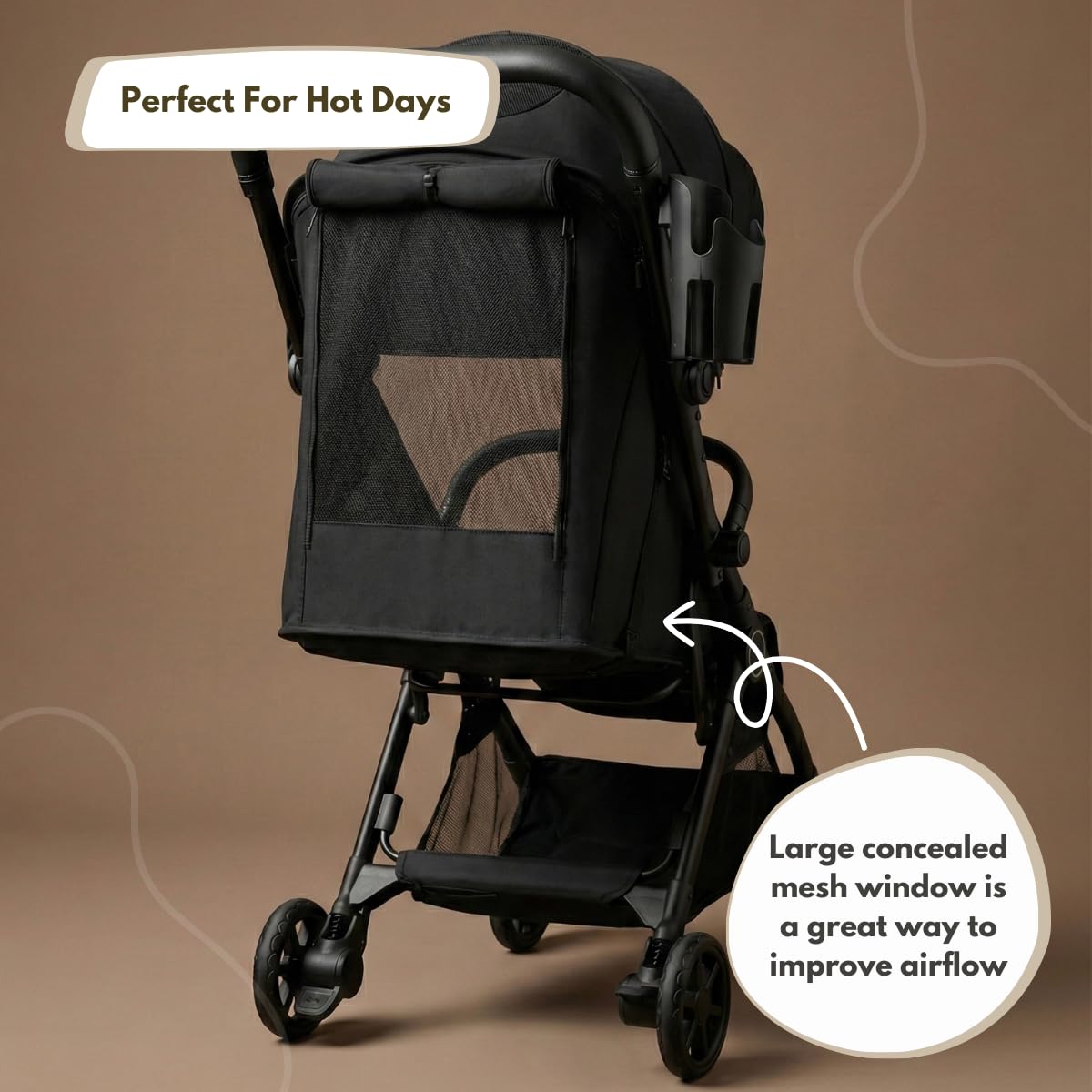 Venture Avio Stroller – Lightweight Compact Pushchair for Toddlers up to 4 Years – Travel Baby Stroller with Raincover, Cup Holder, Large Basket (Truffle)