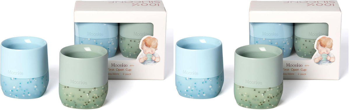 Moonkie Baby Cup | Silicone Open Cup Baby from 6 Months | Weighted Base (Anti-Tip) | BPA Free | Capacity Markings | 60ml (Ether)