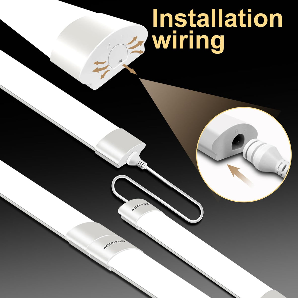 Plug and Play LED Batten Light 4ft with 3m Cable, 36w, 6500K