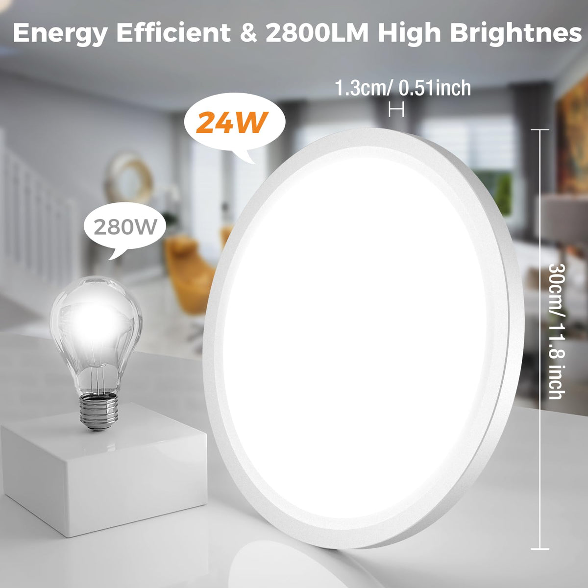 slochi Bathroom Light, 3000K/4000K/6500K 3 Color Temperature, Waterproof, Round, Modern, Flush Ceiling Light for Bathroom, Kitchen, Bedroom, Hallway and MoreØ18CM(Gold)