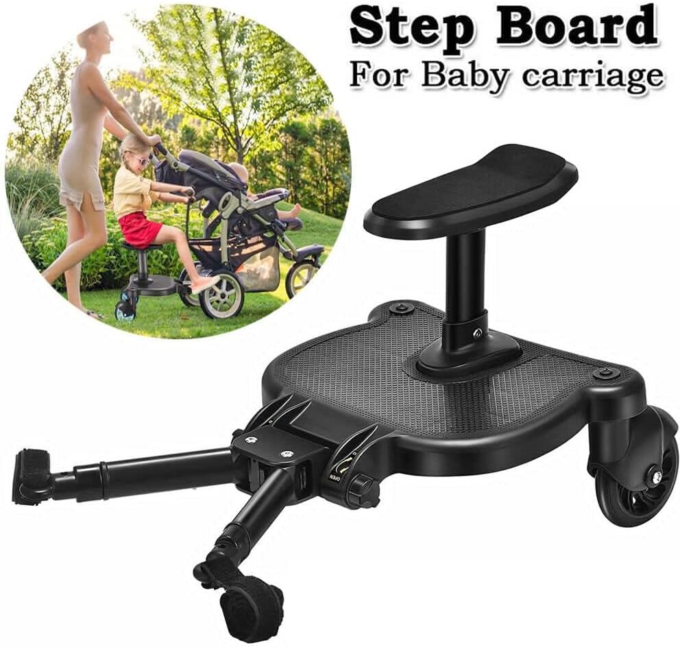 Youyijia Kiddy Boards Portable Buggy Board with Seat Pram Standing Board 360° Rotation,Pram Accessory Universal for Children from 2-7 Years Up to 25kg