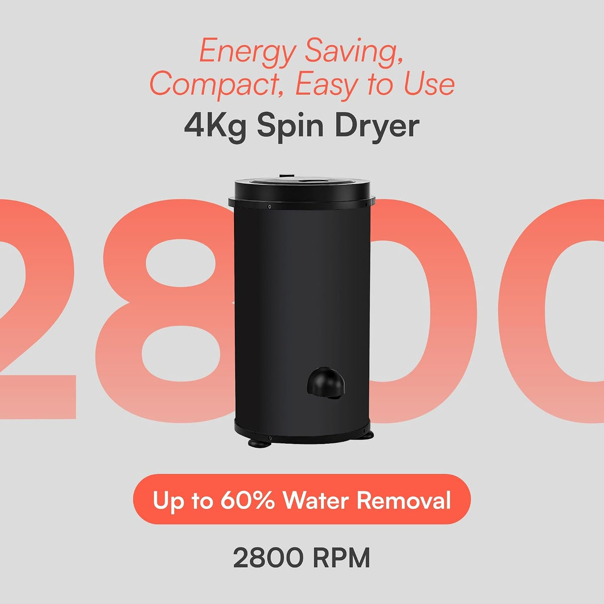 Cookology 4kg 2800RPM Spin Dryer - Energy-Saving - White