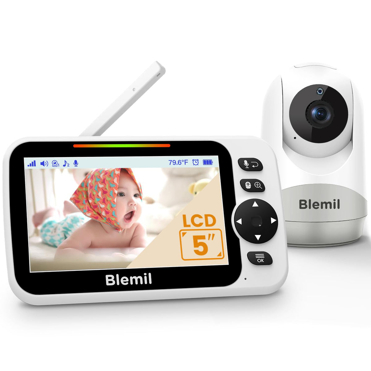 Blemil Baby Monitor with Camera, 6'' IPS Screen Baby Camera Monitor No WiFi