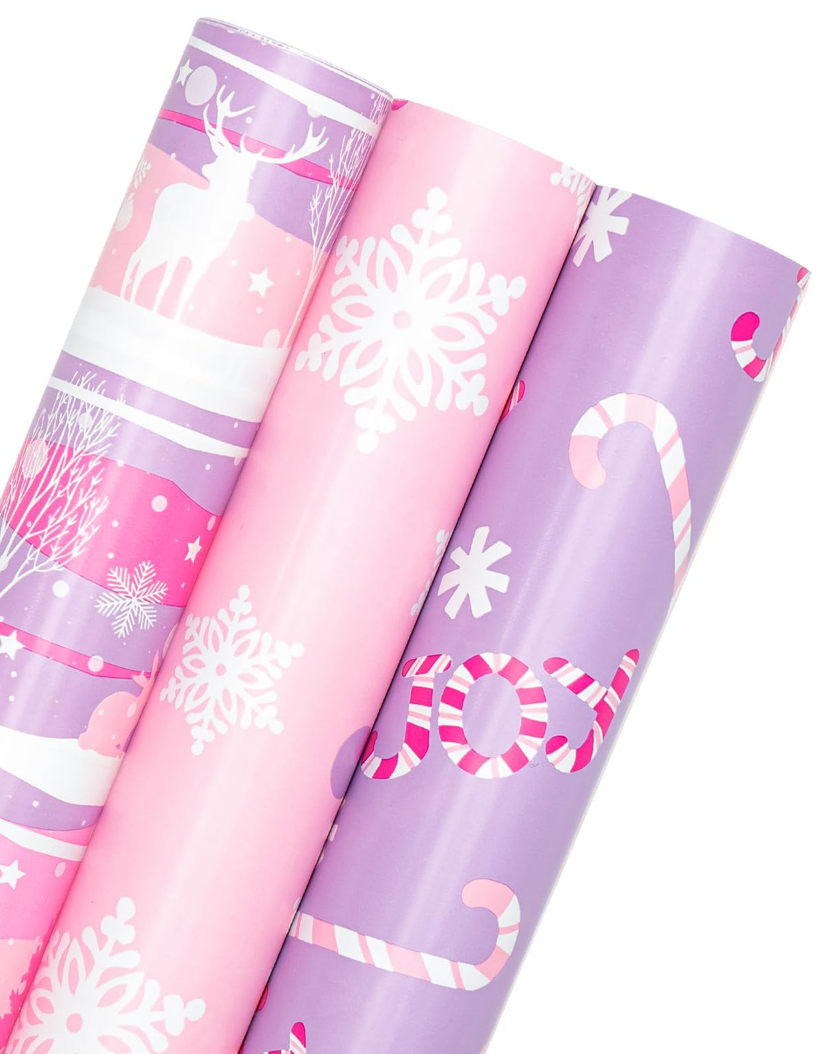 RUSPEPA Christmas Wrapping Paper Roll - Mini Roll - 3 Rolls - 43.2cm x 3m Per Roll - Bird, Christmas Garland, Holly and Pinecones Holiday Design with Metallic Foil Shine