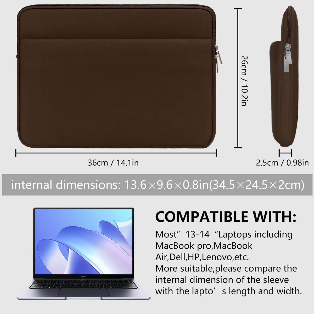 Laptop Case Compatible with 15 to 16 Inch MacBook HP Acer Asus Notebook with Zip Accessory Bag Padded Laptop Sleeve Case Protective for 15 to 16 Inch Laptop