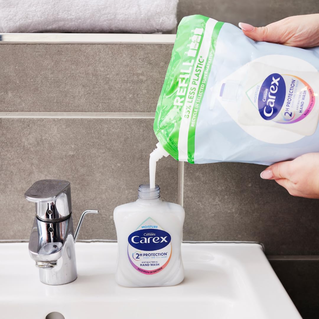 Carex 2 Hour Protection Antibacterial Peony and Blossom Hand Wash, Clean & Protect Hands, Bulk Buy, Pack of 6 x 250ml