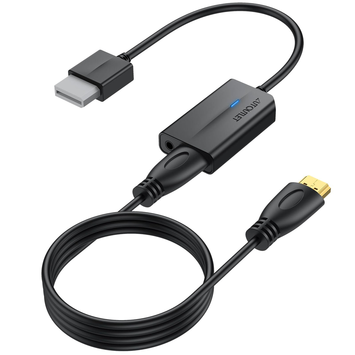 AUTOUTLET Wii to HDMI Converter 1080P 5ft/150 cm for Full HD Device, Adapter with HDMI Male Cable Output Compatible with Nintendo Wii, Wii U, HDTV, Monitor-Supports All Wii Display Modes