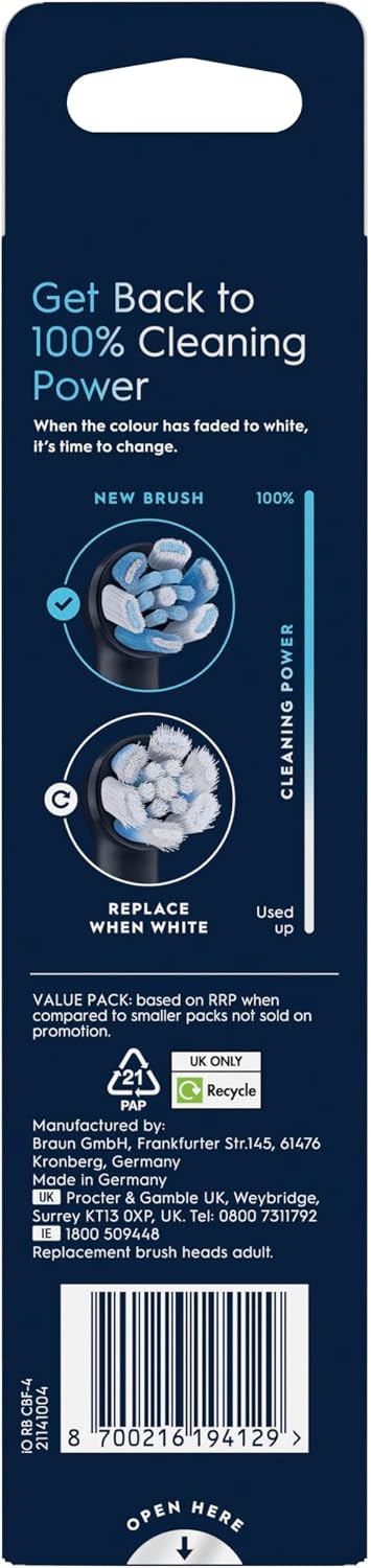 Oral-B iO Series Ultimate Clean Electric Toothbrush Heads, 4 Count, Black