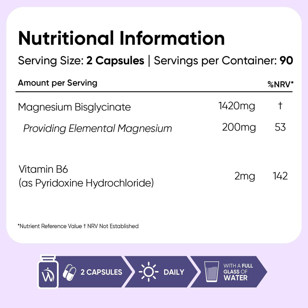 Magnesium Glycinate 1422mg - with Vitamin B6-180 Vegan Capsules