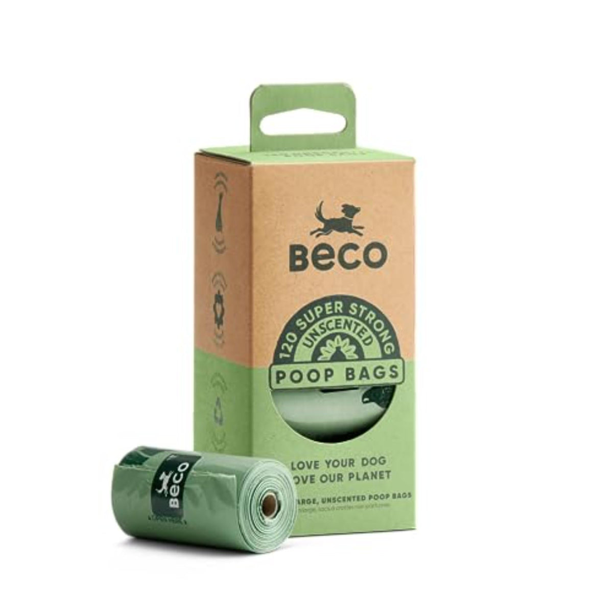 Beco Dog Poo Bags, 94% Recycled Plastic, Unscented Refill Rolls, 270 Bags