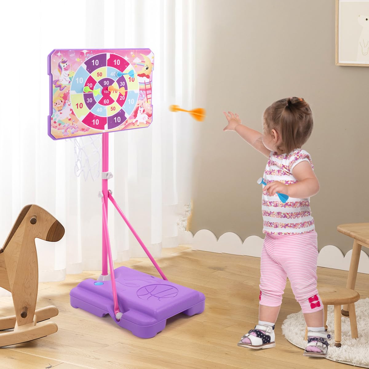 MELAND Kids Basketball Hoop Outdoor, 104-190cm Height Adjustable Stand with 3 Balls, Portable Indoor Outside Sports Toys, Birthday Gifts for 3-10 Year Old Boys Girls
