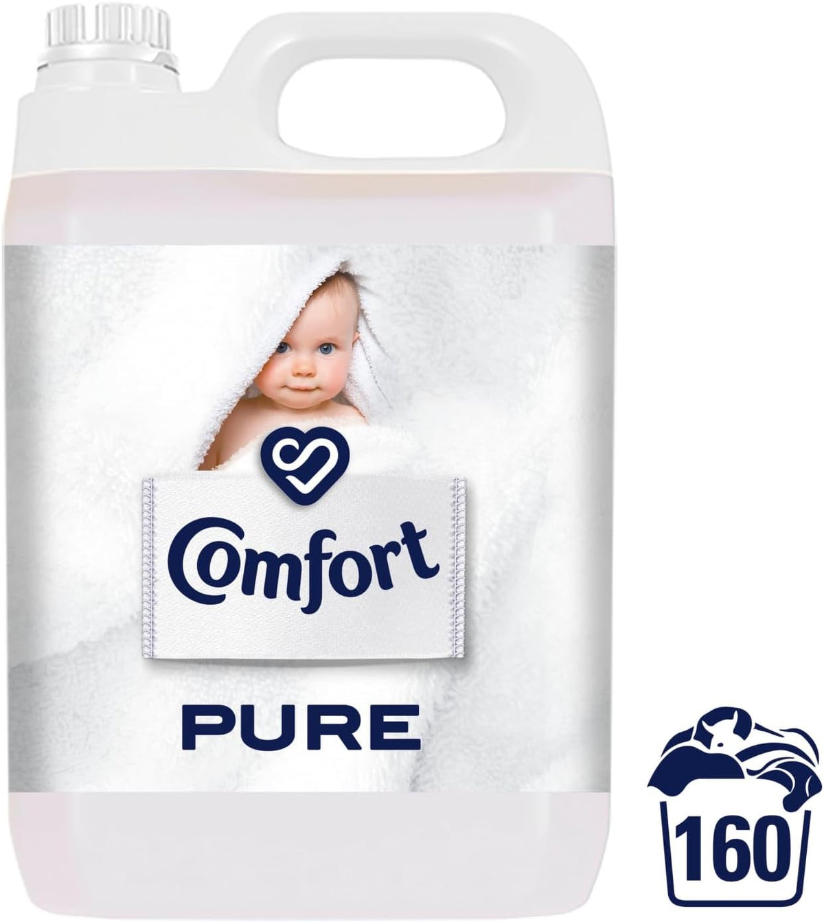 Comfort Pure Fabric Conditioner XXL Mega Pack Fabric Softener Washing Liquid, Hypoallergenic and Dermatologically Tested Suitable for Sensitive Skin, 2 Packs of 160 Washes 5L