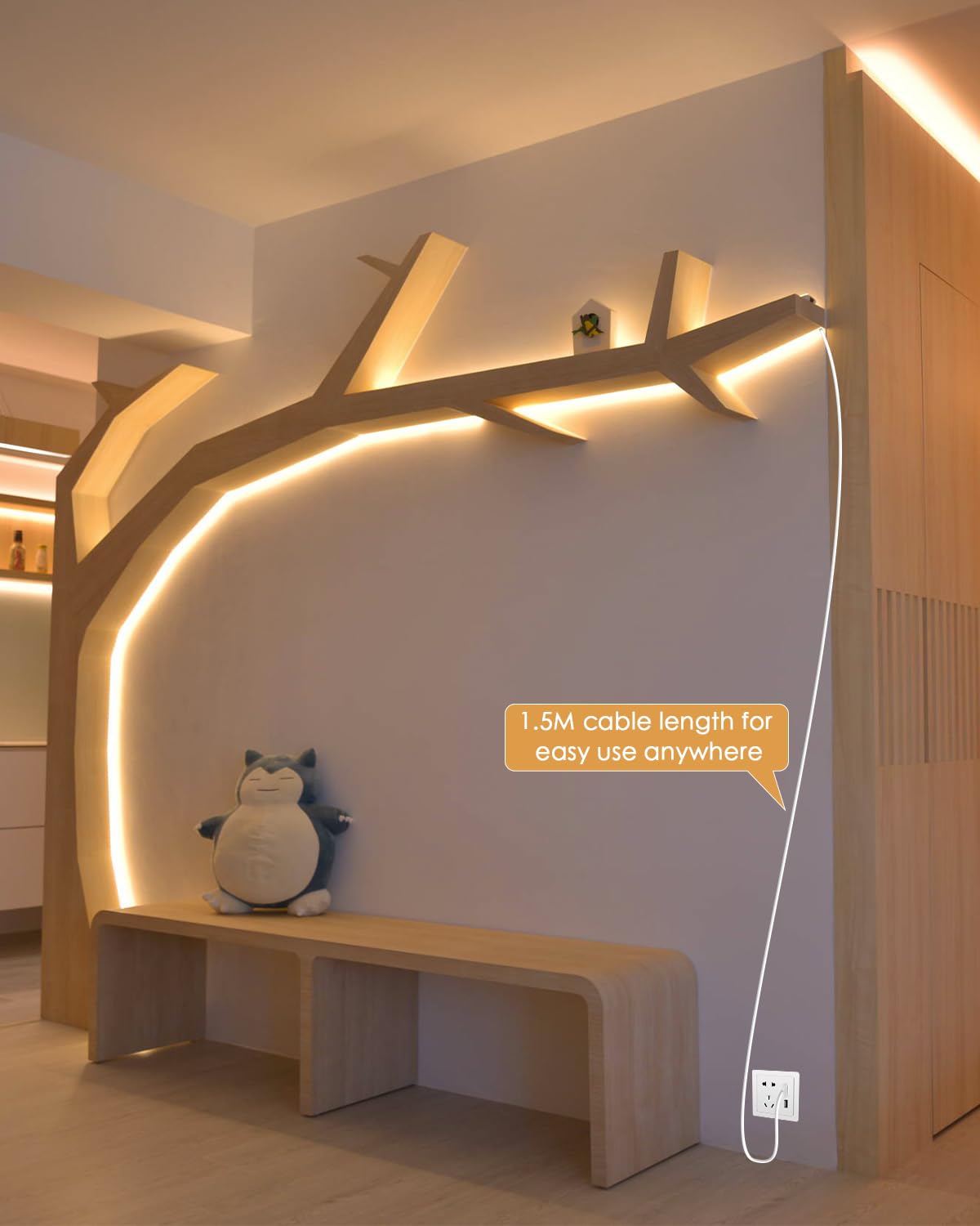Aclorol 3M COB LED Strip Light Warm White 3000K 5V USB Flexible LED Light Strip 8mm Width Dimmable CRI85+ Dotless Tape Light High Density 320LEDs/M for Bedroom Kitchen Under Cabinet Home Decor