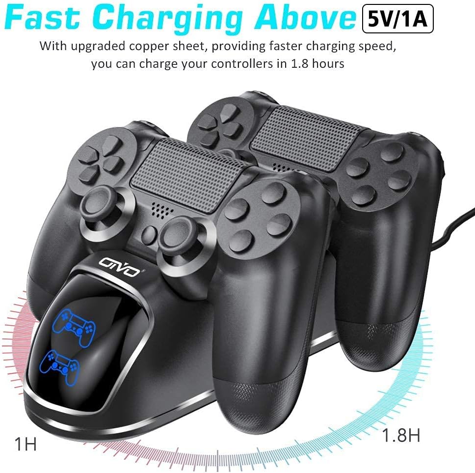 OIVO PS4 Controller Charger - PS 4 Controller Charging Station with Upgraded 1.8-Hours Charging Chip