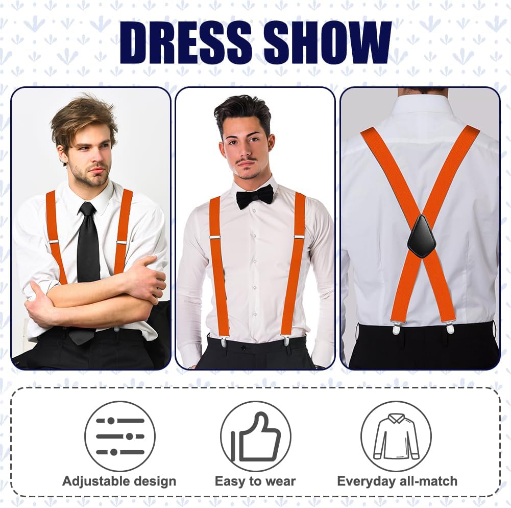 Aomig Mens Braces, Mens Suspenders with Strong Metal Clips, 3.5cm Wide Heavy Duty Suspenders for Men Women Business Wedding Casual
