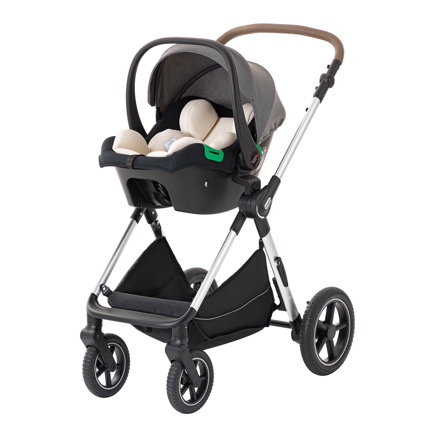 BEBBY Stroller 3-in-1 Baby 3 in 1 with Seat with Foldable Aluminium Frame, Compact Stroller with Adjustable Armrests, Combined Strollers,High Landscape Travel Pushchair (gen-H9-PINK, H9)