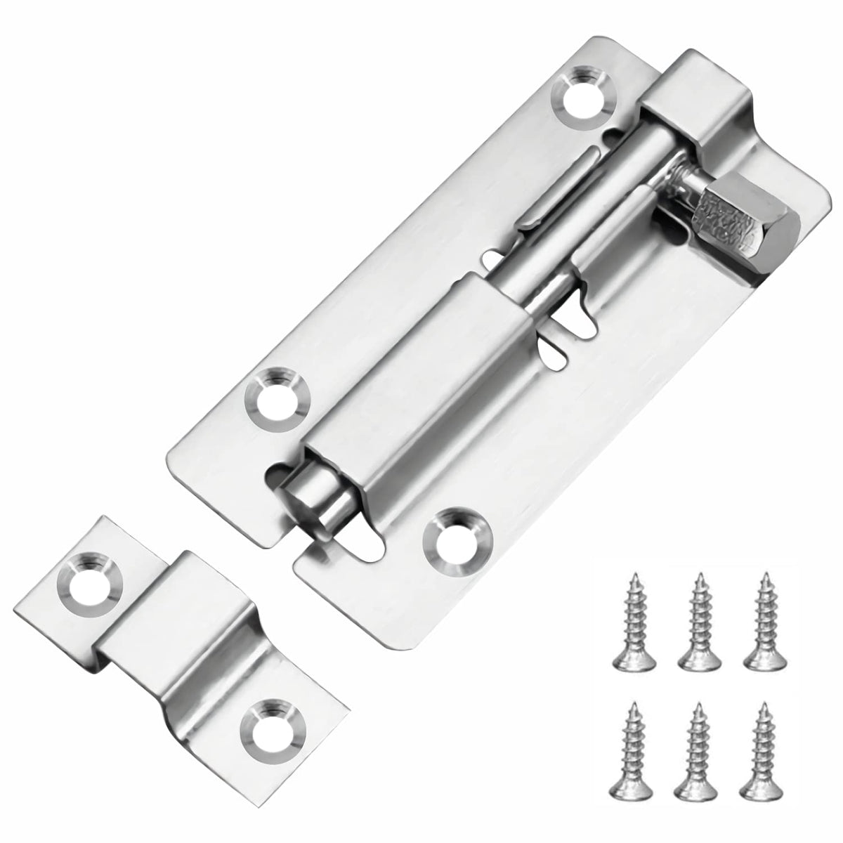 Door Lock Bolts 3"(75mm), Heavy Duty Black Door Latch Slide Bolts Lock with Screws for Bathroom Bedroom Shed Garden Toilet, 3 Inch