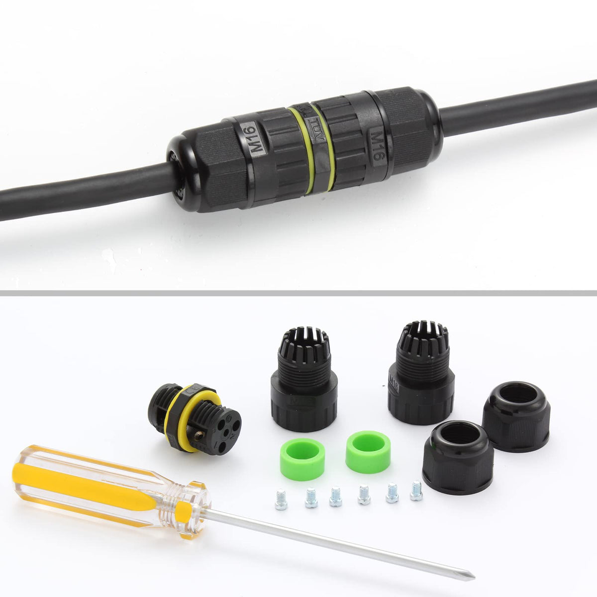 IP68 Waterproof Junction Box Outdoor Cable Connector, Extension Electrical Cable Protector for Cable Diameter Ø5mm-8mm (Pack of 2)