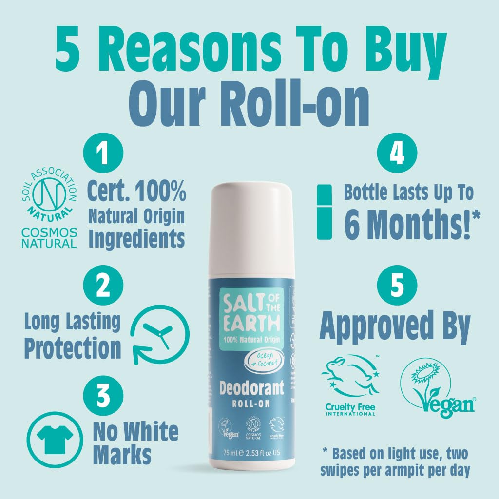 Salt of the Earth Natural Deodorant Roll On - Lavender & Vanilla - 75ml