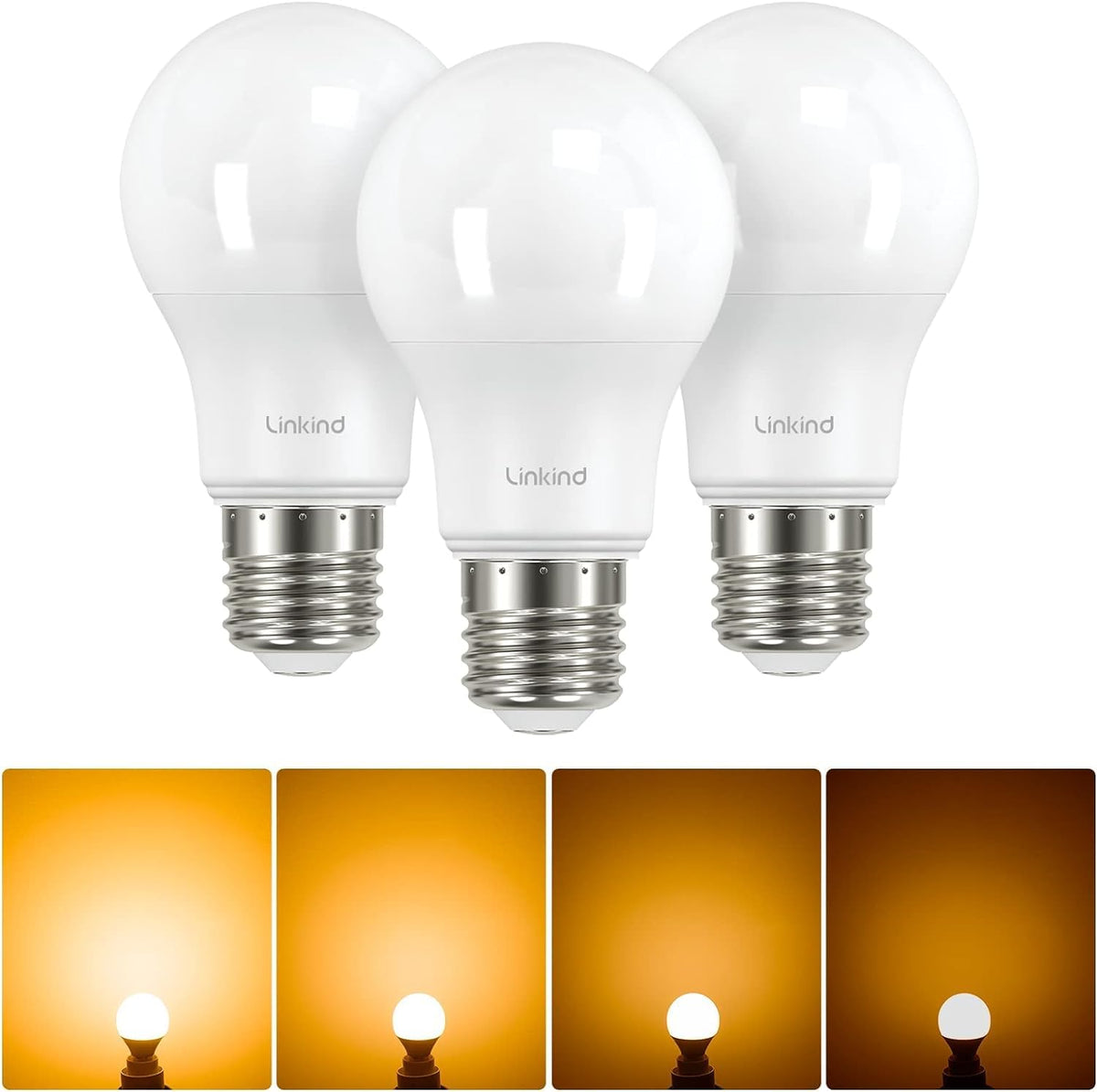 Linkind E27 LED Bulb Dimmable Edison Screw Light, 13W to Replace 100W Bulb, Warm White(2700K) 1521LM A60 Light Bulb, ERP, CE Certified, Frosted, Pack of 3